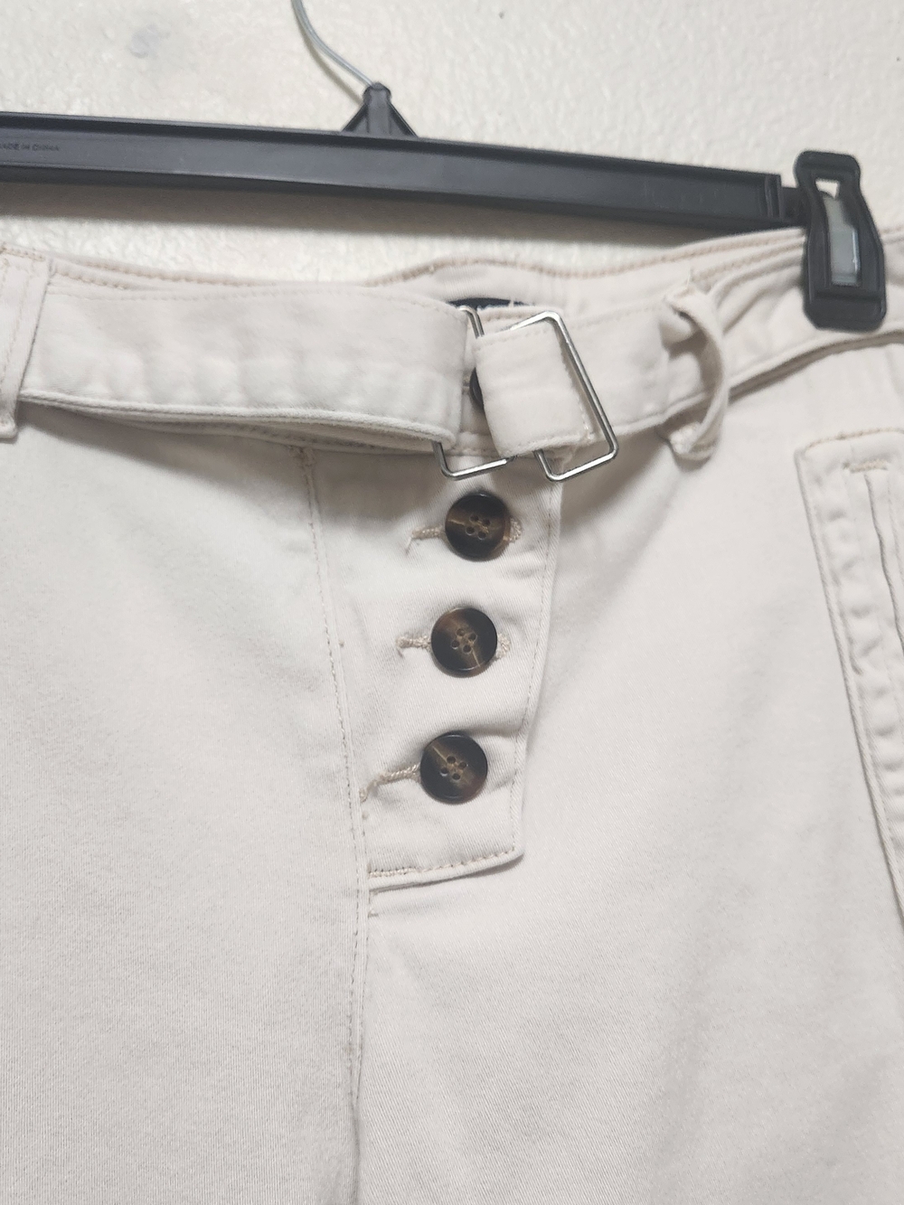 Flamingals Beige Belted Pants XL 34x28 Wide Leg Soft Cotton Resort Coast Career - Picture 3 of 14